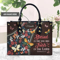 Jeremiah 17:7 Butterfly Floral Leather Handbag