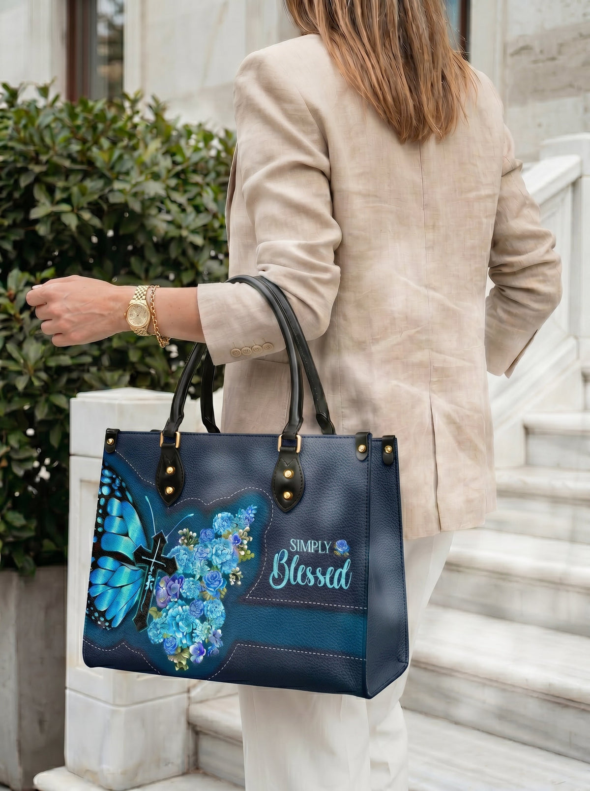 Blessed Christian Faith Leather Handbag