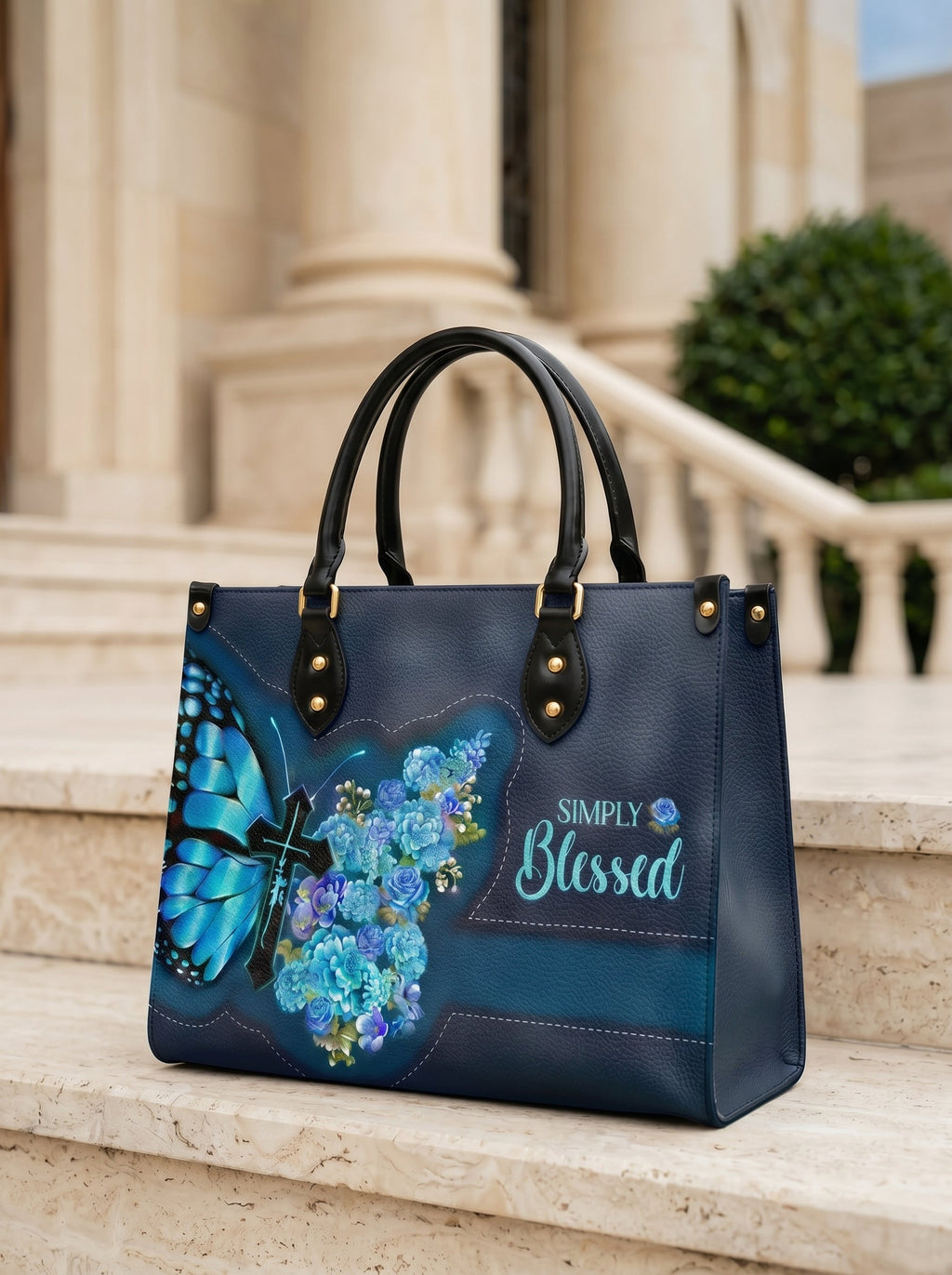 Blessed Christian Faith Leather Handbag