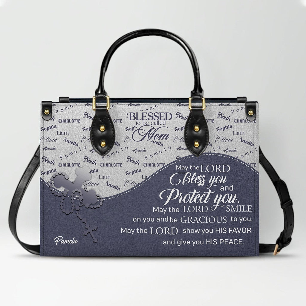 Personalized Blessed Grandma Leather Handbag