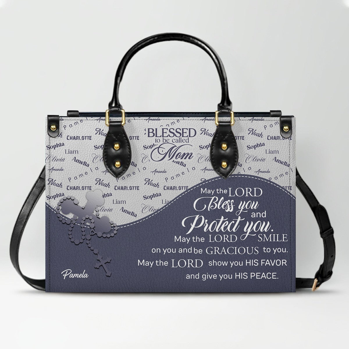 Personalized Blessed Grandma Leather Handbag