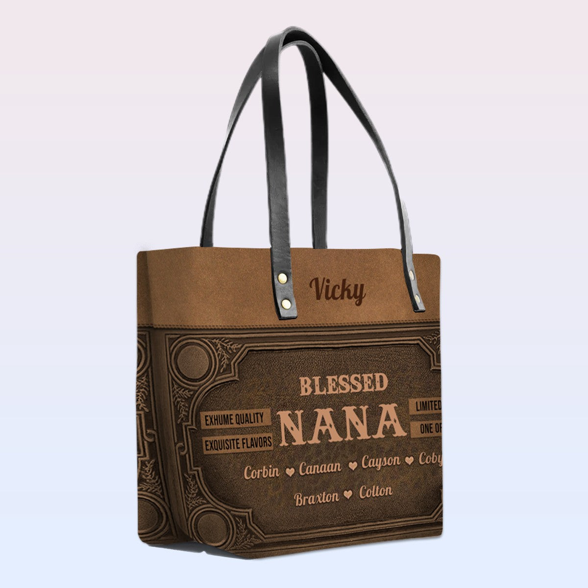 Personalized Bible Verse Leather Tote Bag