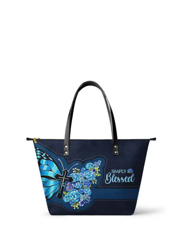 Blessed Christian Faith Leather Tote Bag