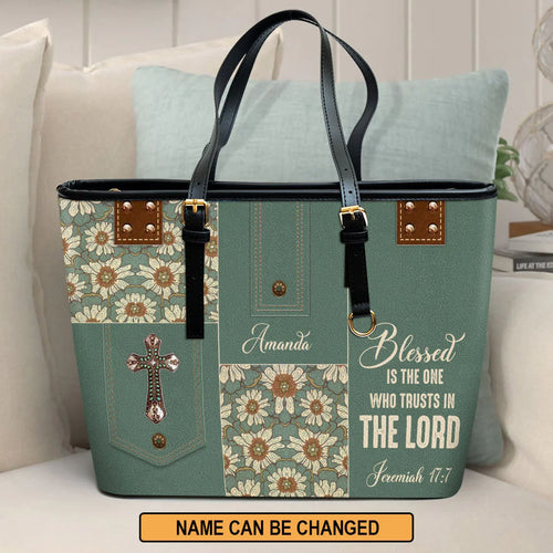 Blessed Is The One Christian Leather Tote Bag