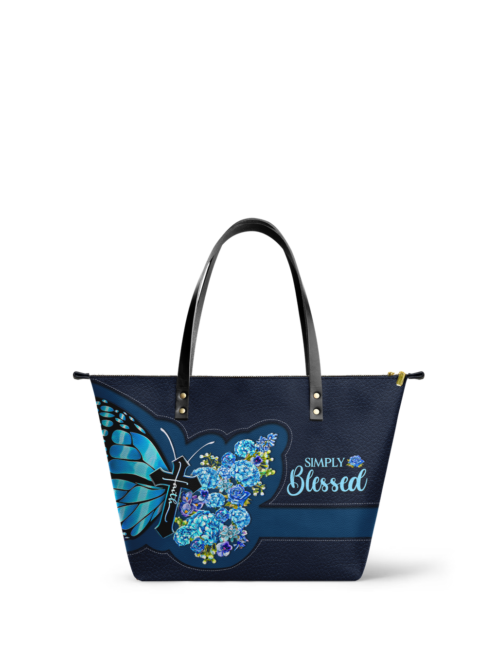 Blessed Christian Faith Leather Tote Bag