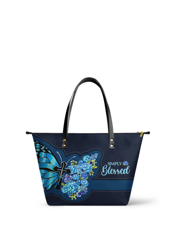 Blessed Christian Faith Leather Tote Bag
