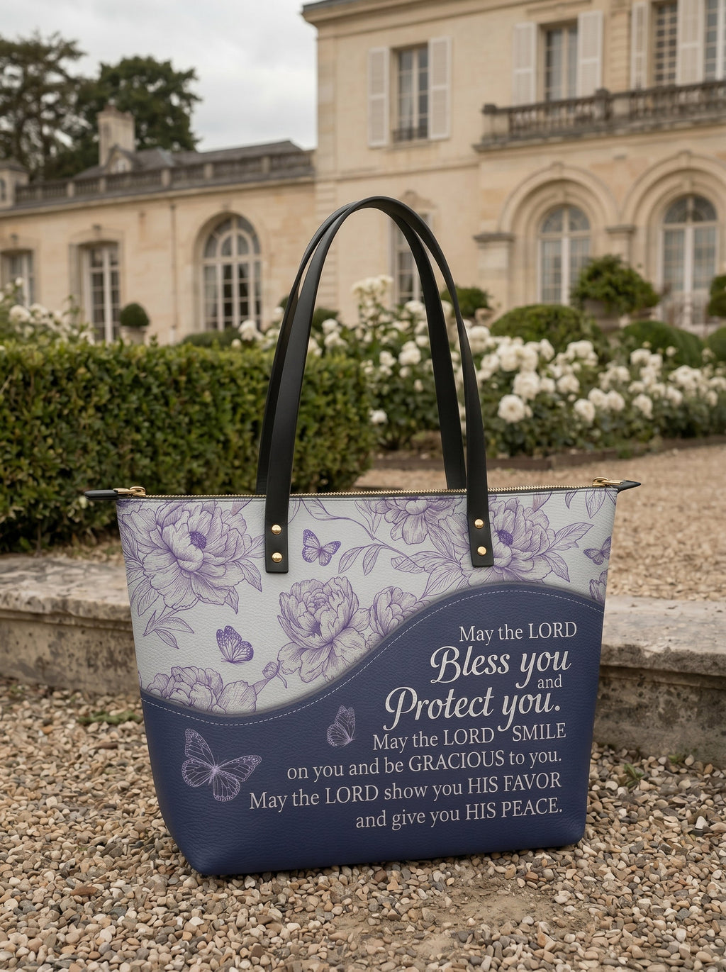 Numbers 6:24-26 Blessing Leather Tote Bag