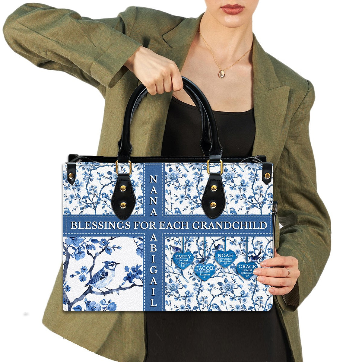 Personalized Bible Blessings Leather Handbag