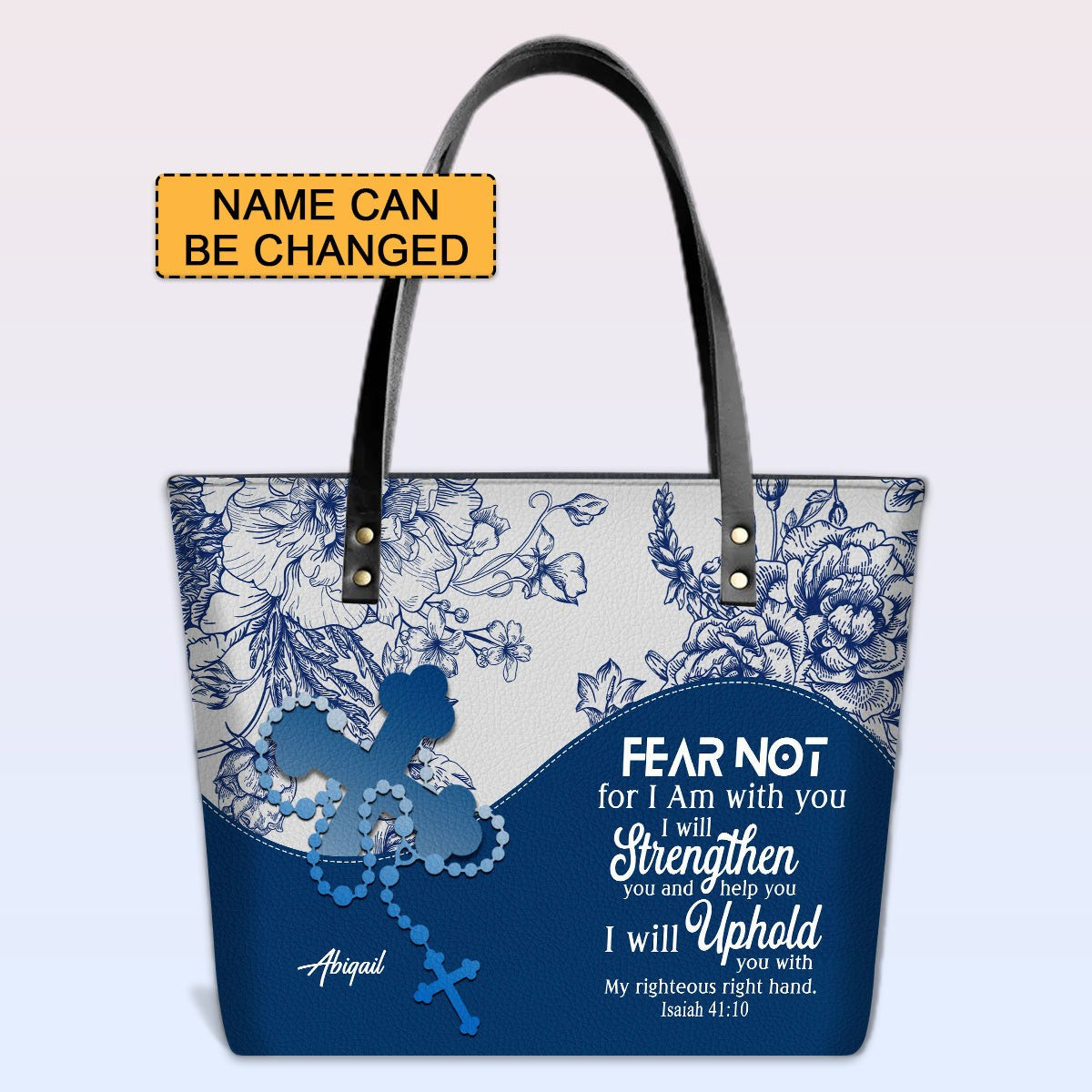 Personalized Christian Leather Tote Bag