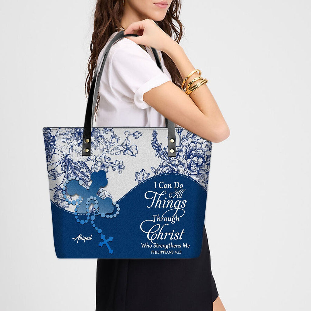 Personalized Christian Leather Tote Bag