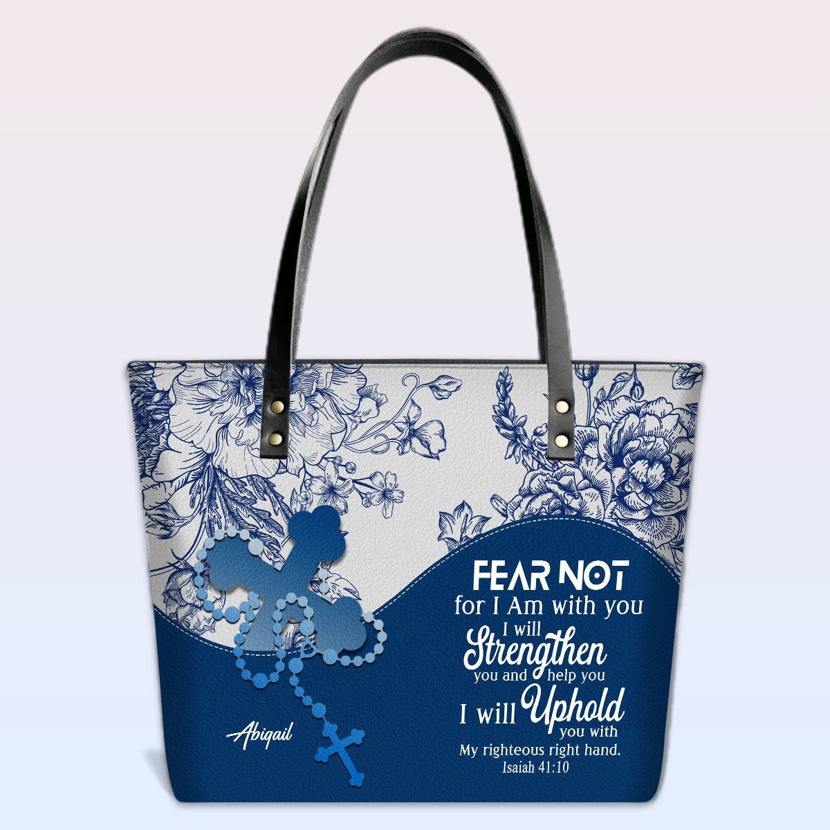 Personalized Christian Leather Tote Bag