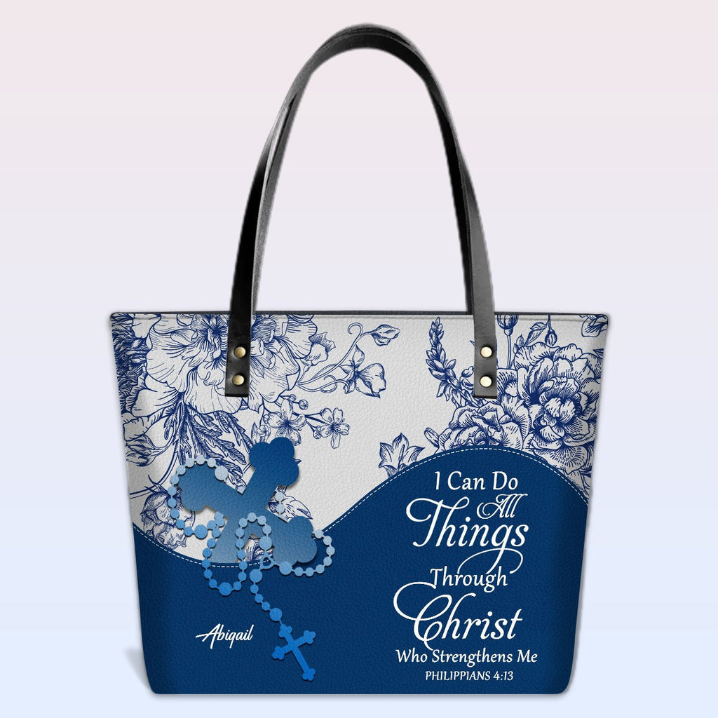 Personalized Christian Leather Tote Bag