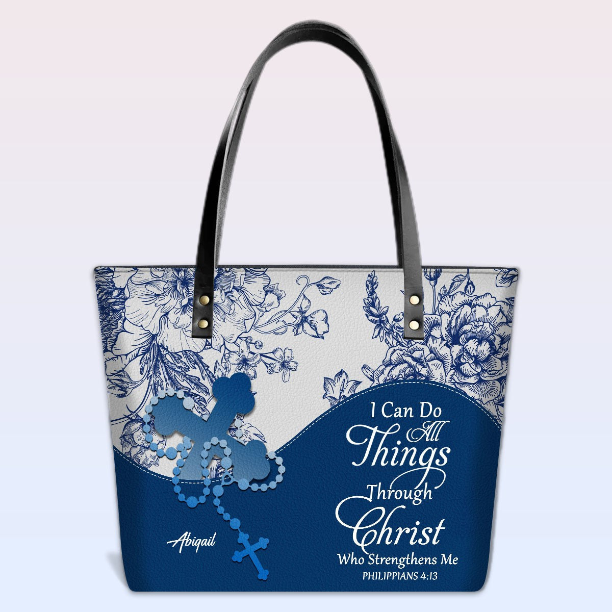 Personalized Christian Leather Tote Bag