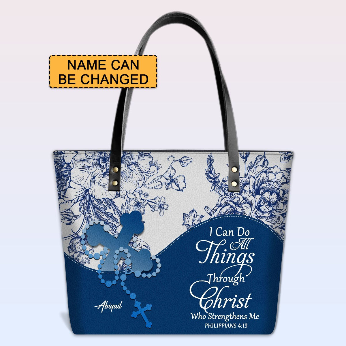 Personalized Christian Leather Tote Bag