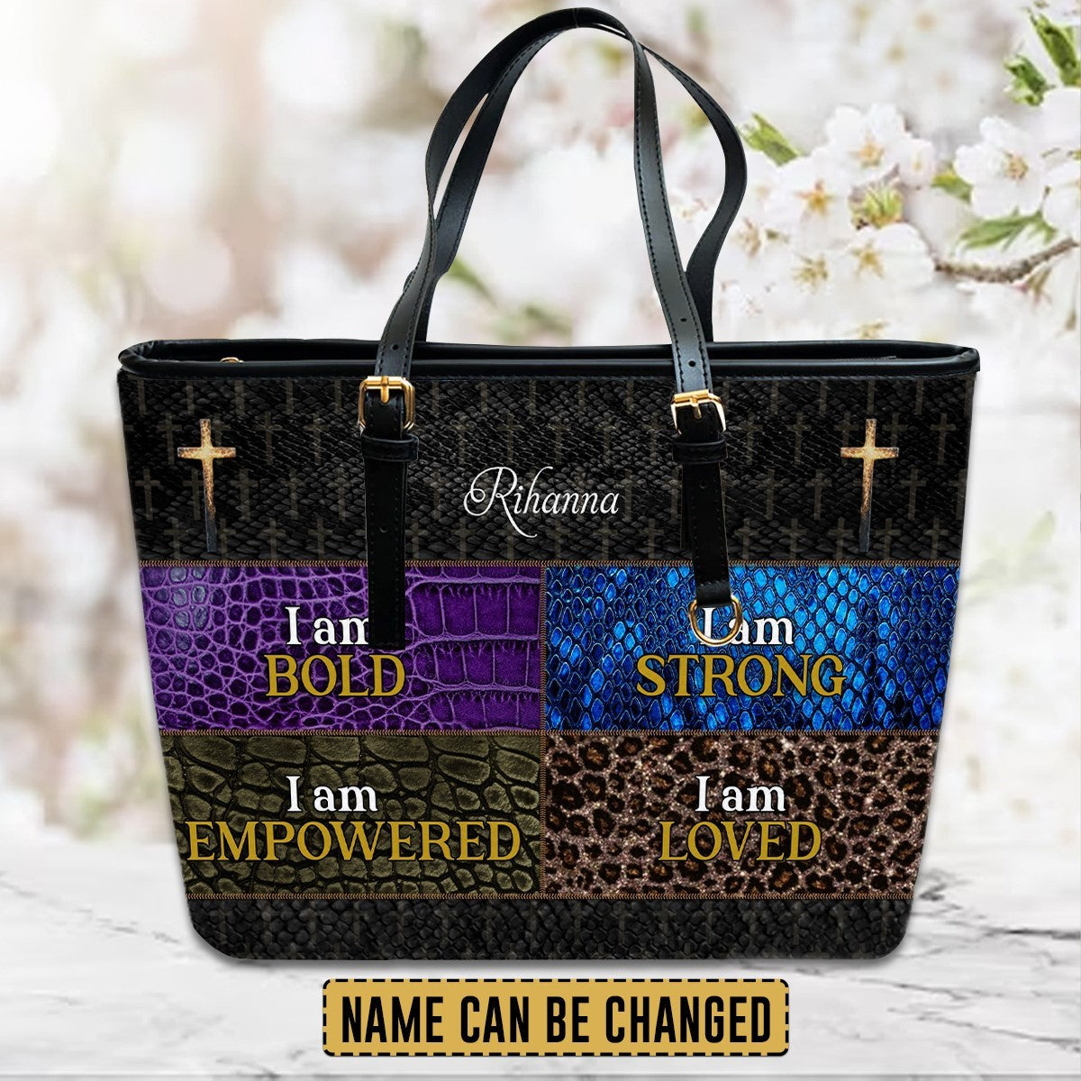 I Am Bold & Strong Personalized Leather Handbag