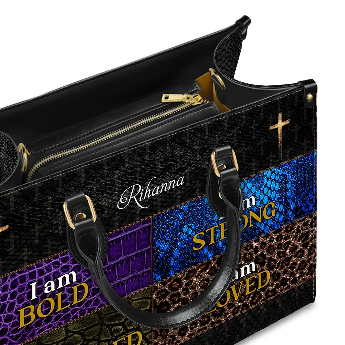 I Am Bold & Strong Personalized Leather Handbag