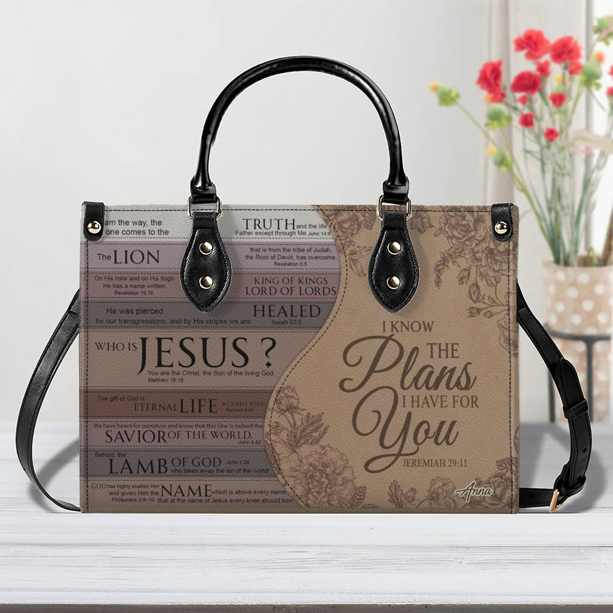 Personalized Jeremiah 29:11 Leather Handbag