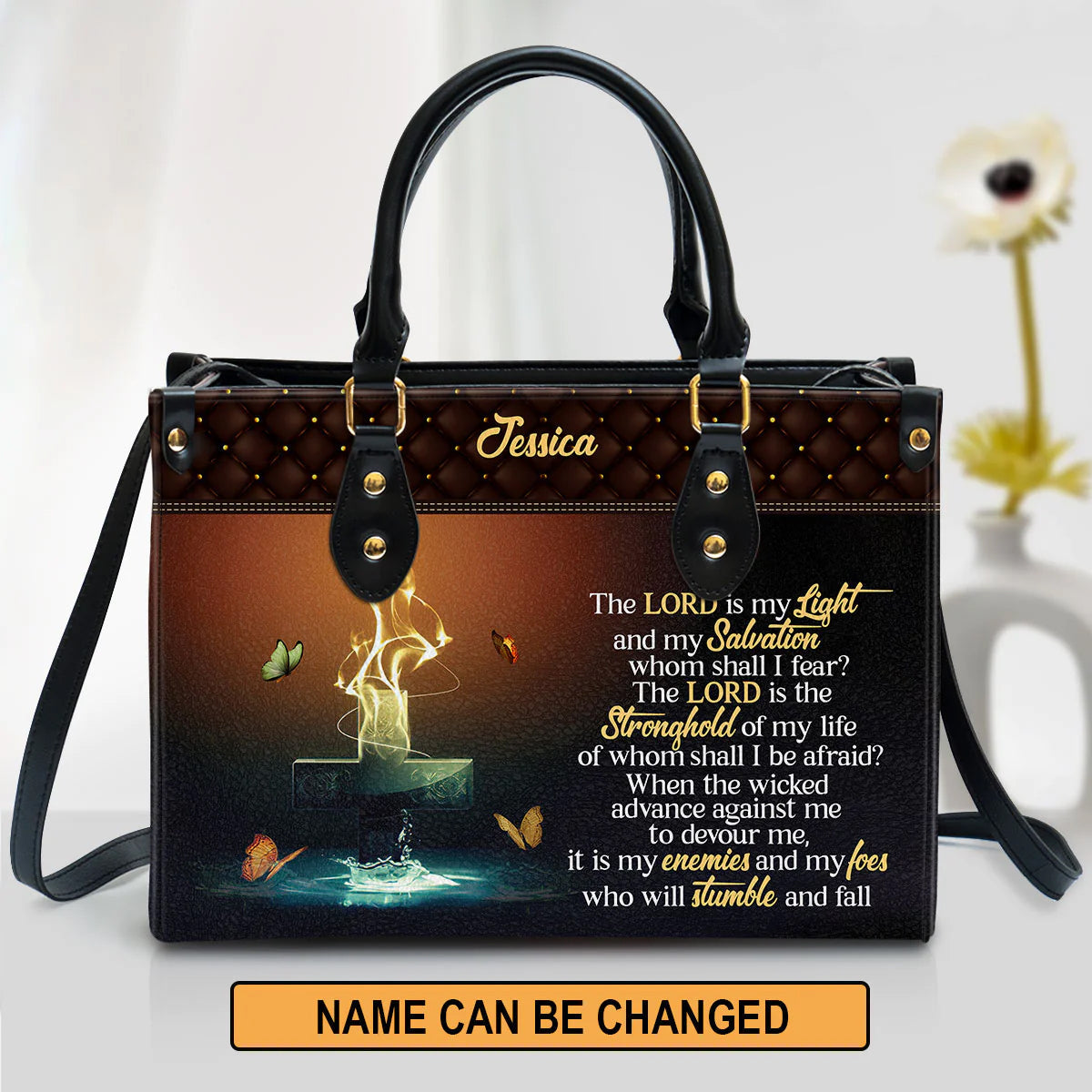 The Lord Is My Light Personalized Leather Tote