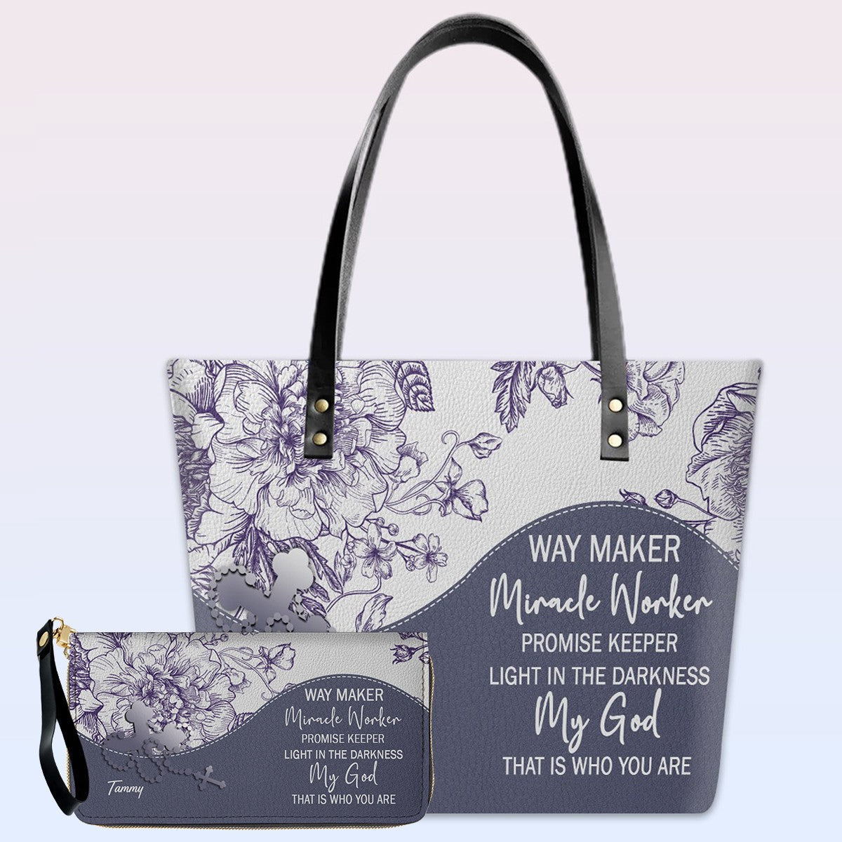 Personalized Bible Verse Leather Tote Bag