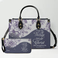 Custom Christian Leather Handbag & Clutch Set