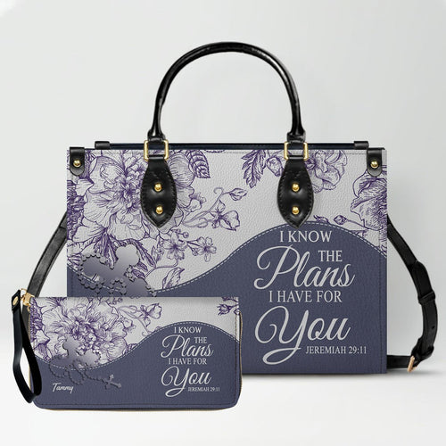 Custom Christian Leather Handbag & Clutch Set