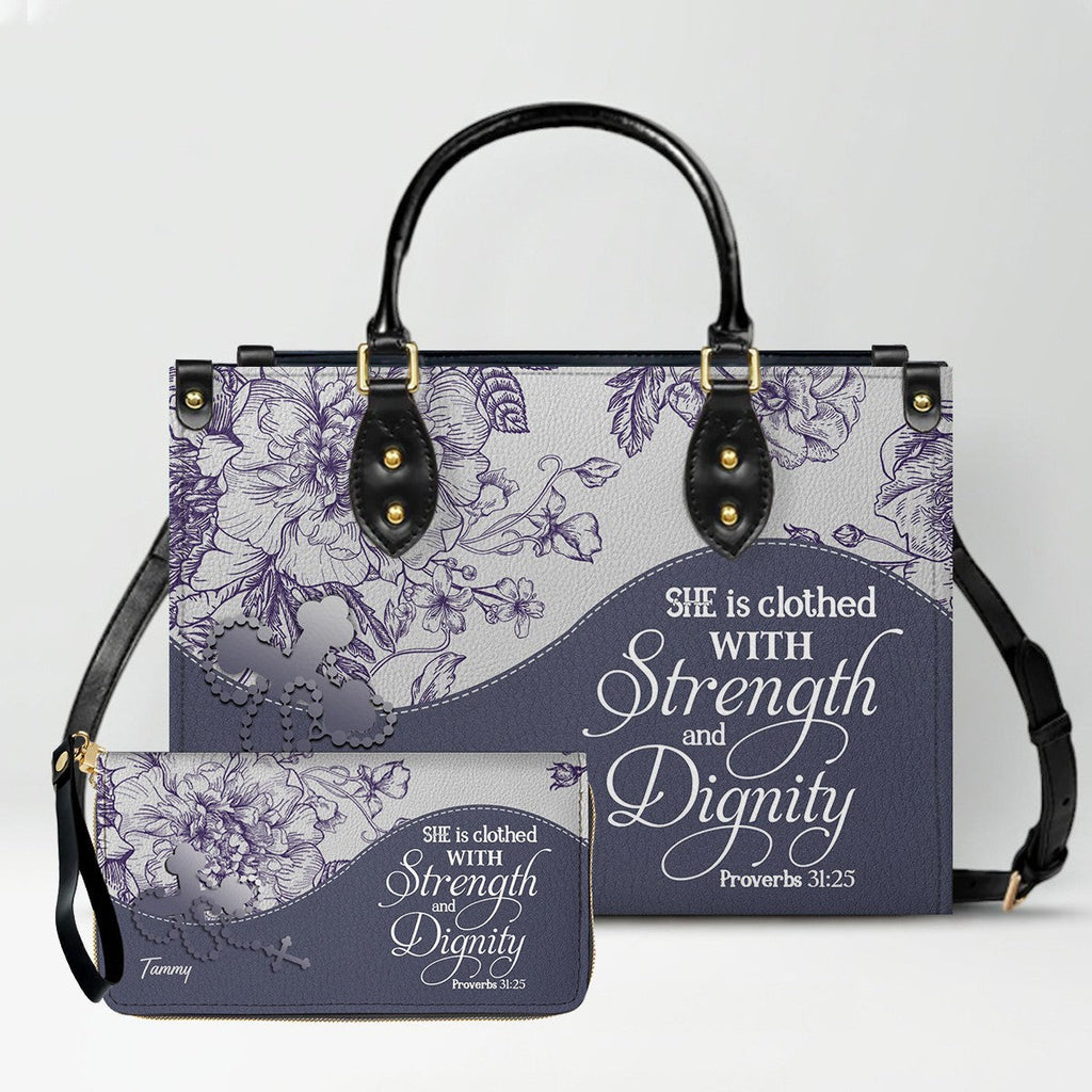 Custom Christian Leather Handbag & Clutch Set