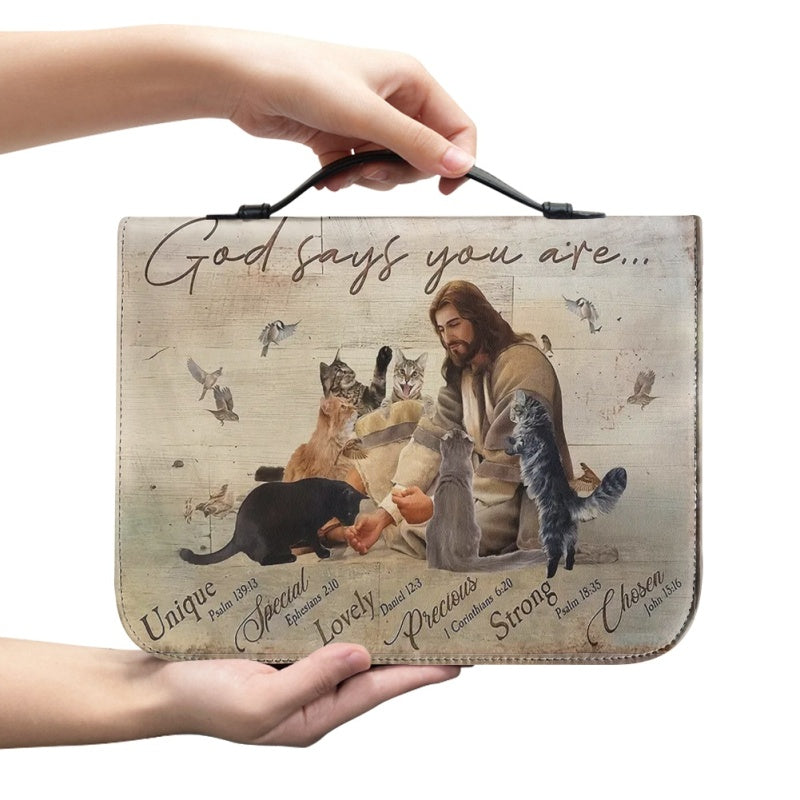 God Says I Am Personalized Cat Bible Cover