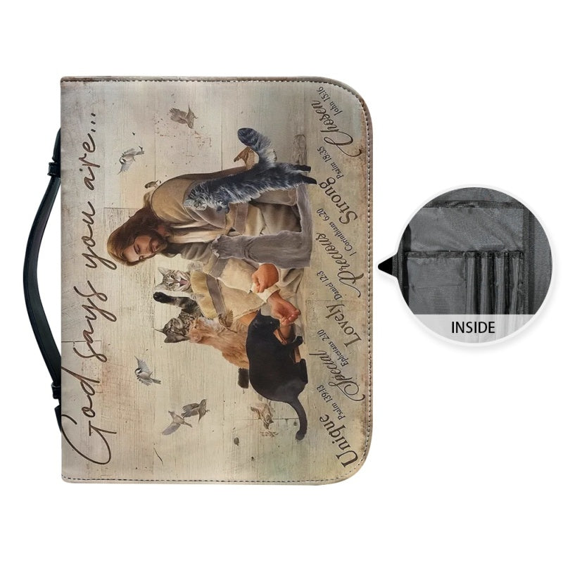 God Says I Am Personalized Cat Bible Cover