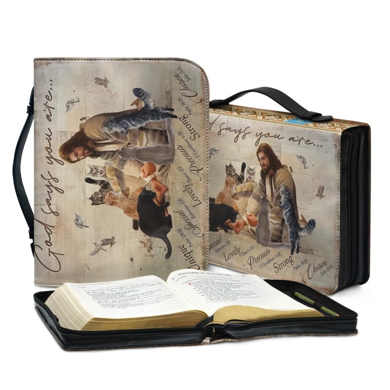 God Says I Am Personalized Cat Bible Cover