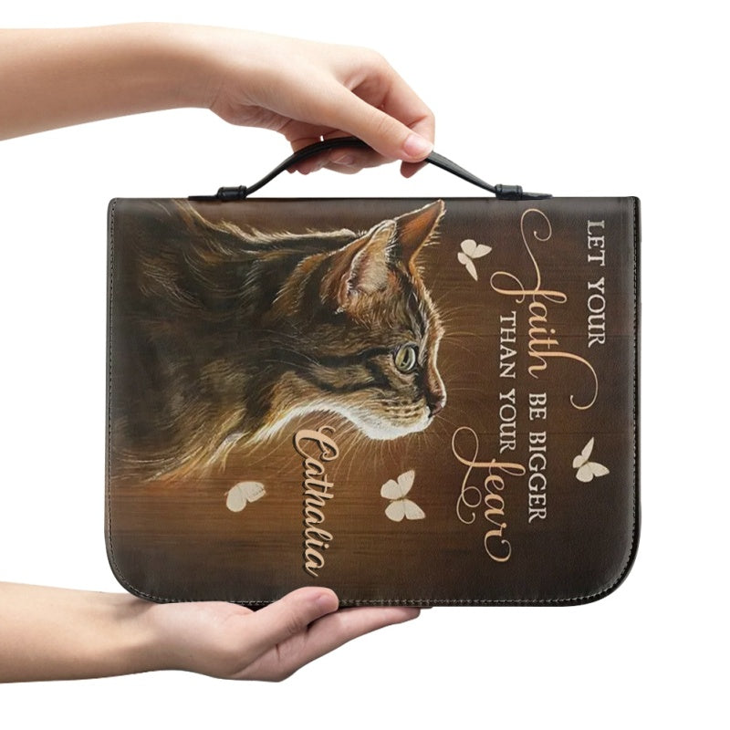 Personalized Faith Over Fear Cat Bible Cover