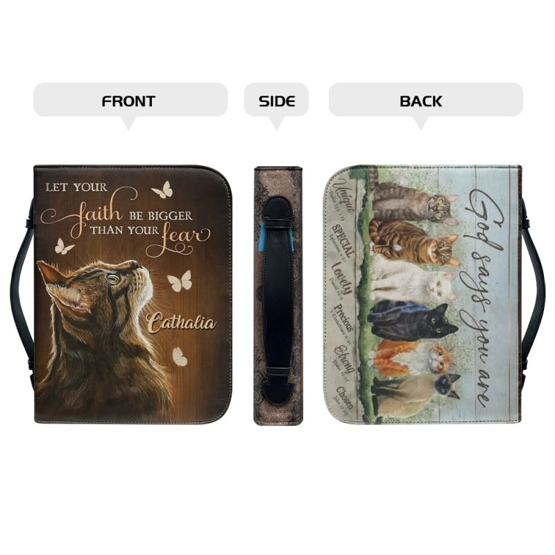 Personalized Faith Over Fear Cat Bible Cover