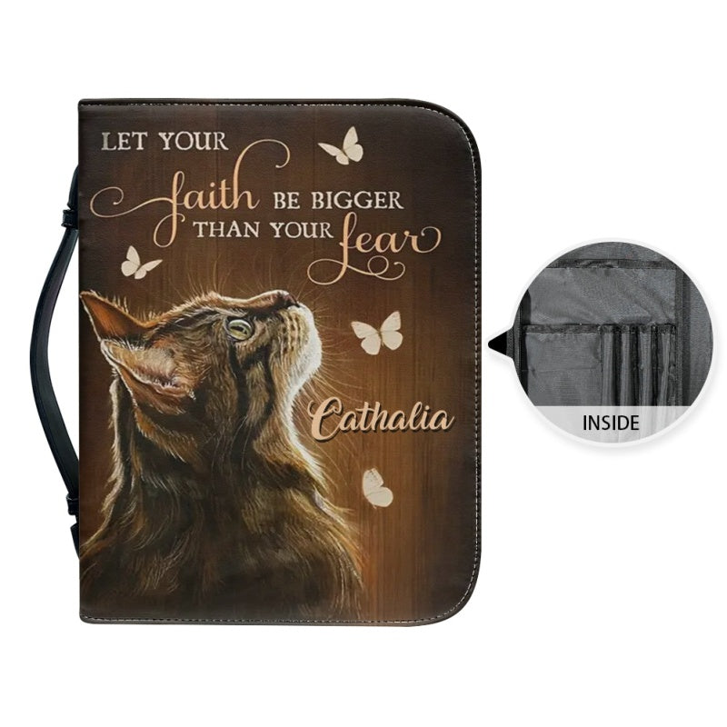 Personalized Faith Over Fear Cat Bible Cover