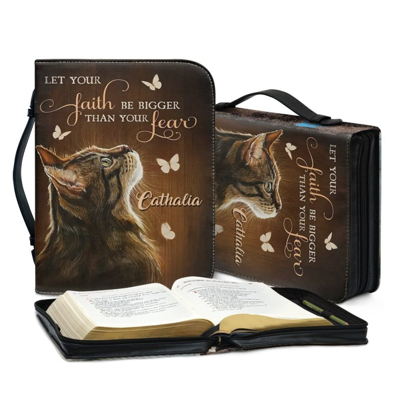 Personalized Faith Over Fear Cat Bible Cover