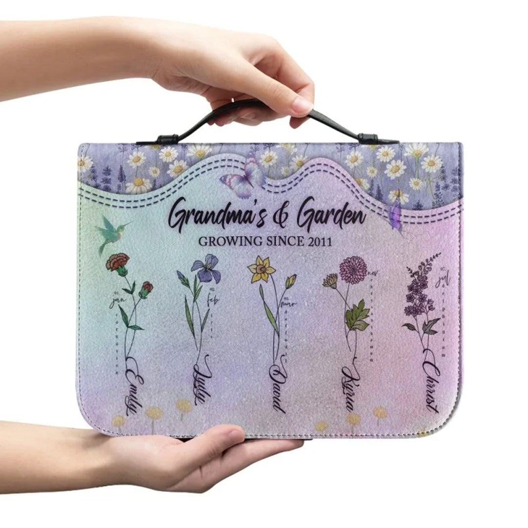Personalized Grandma's Garden Flower Bible Cover