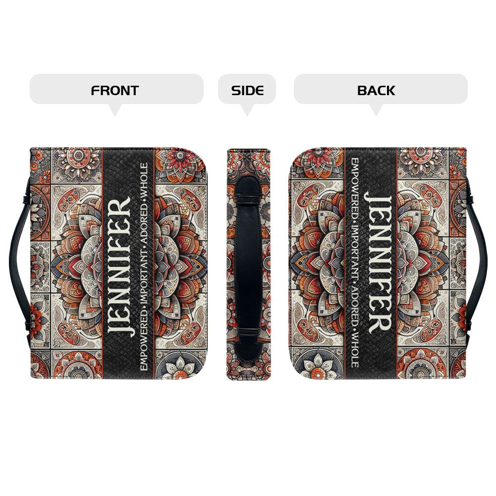 Personalized Mandala Leather Tote Bag