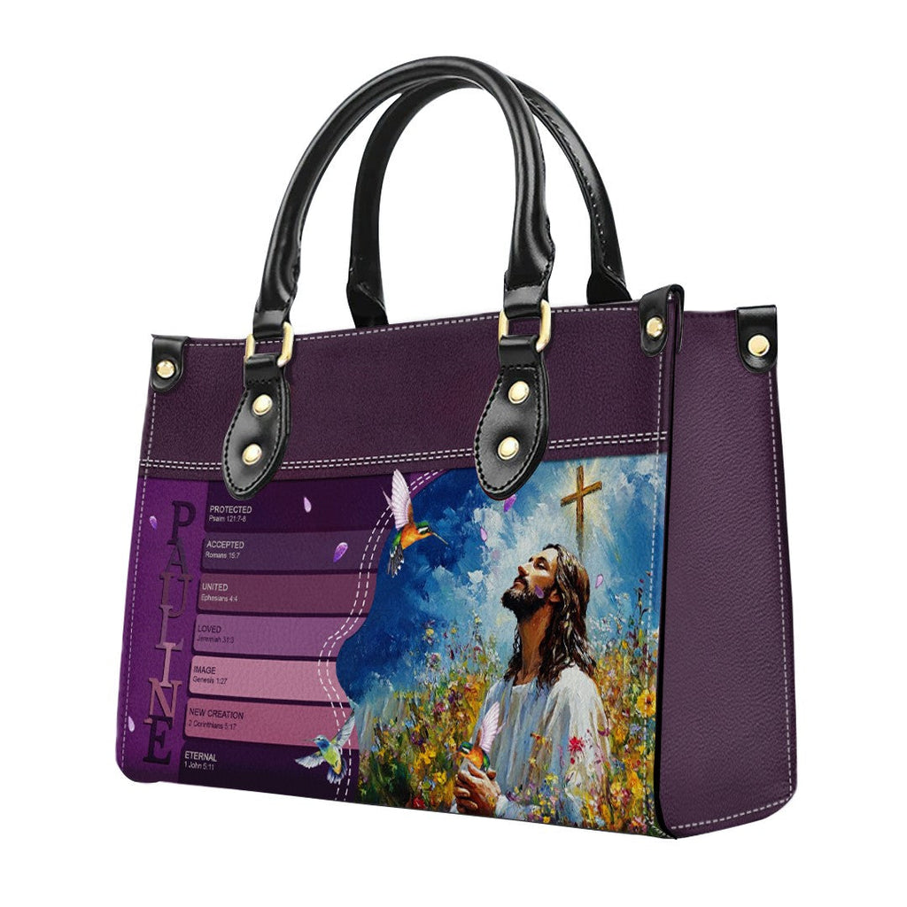 Personalized Sacred Name Leather Tote Bag