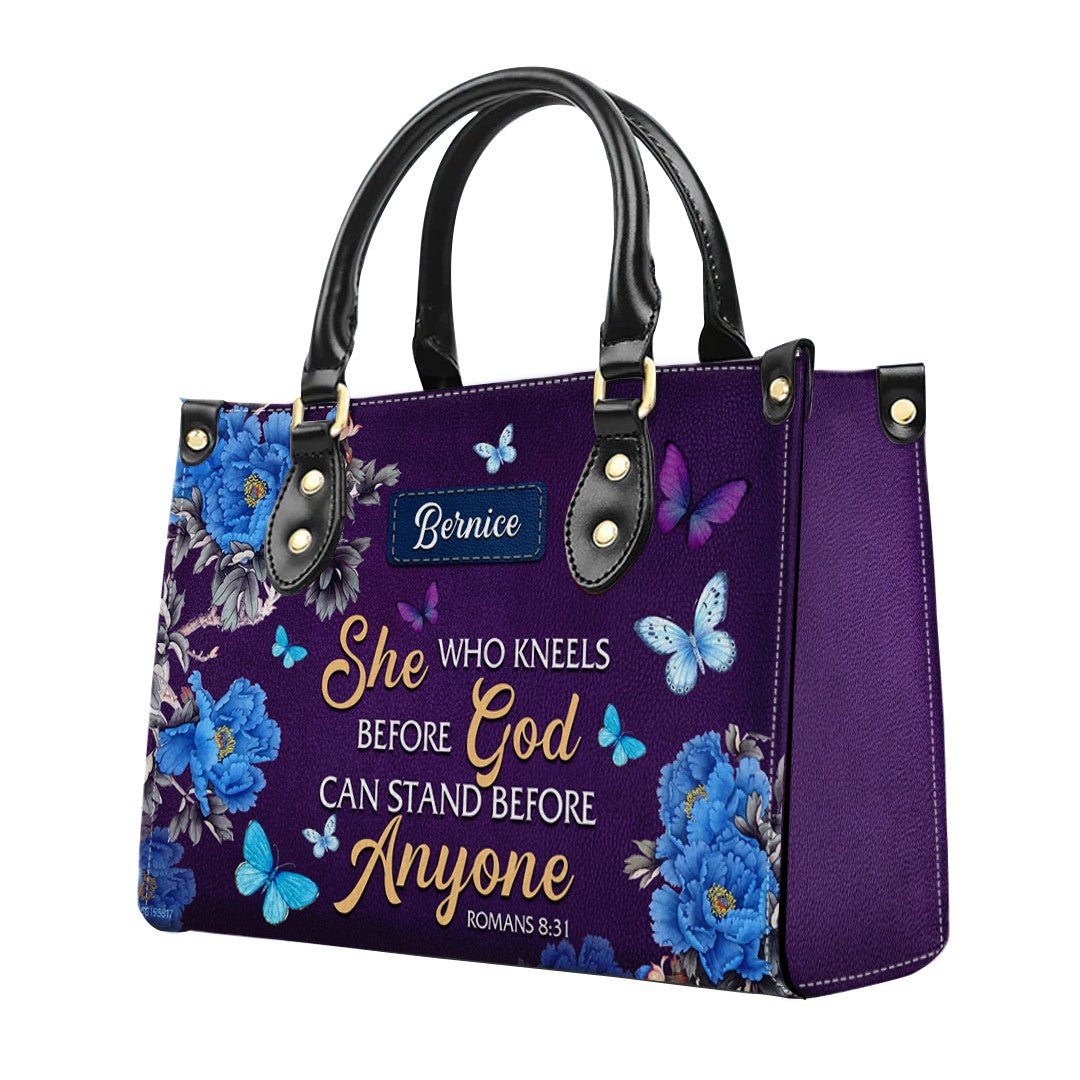 She Who Kneels Before God Leather Tote Bag