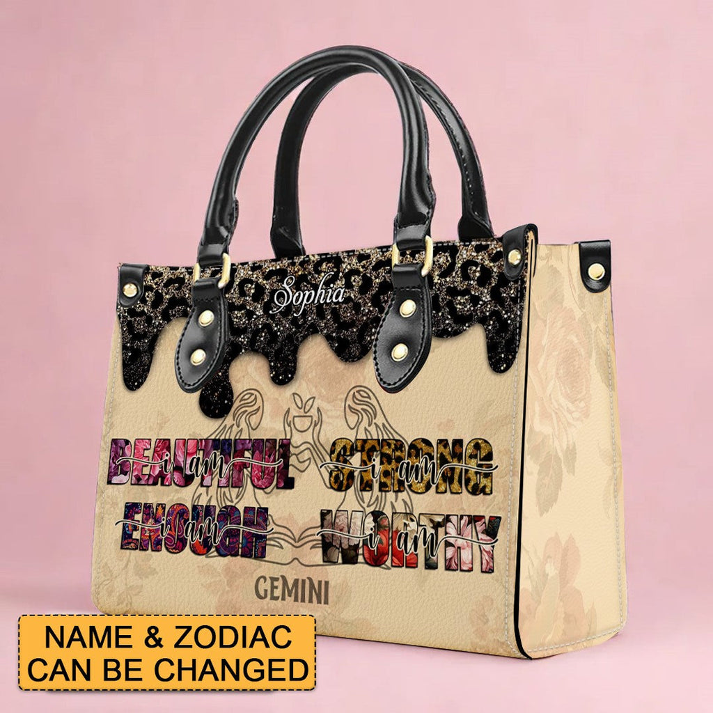 Personalized Zodiac Leather Handbag