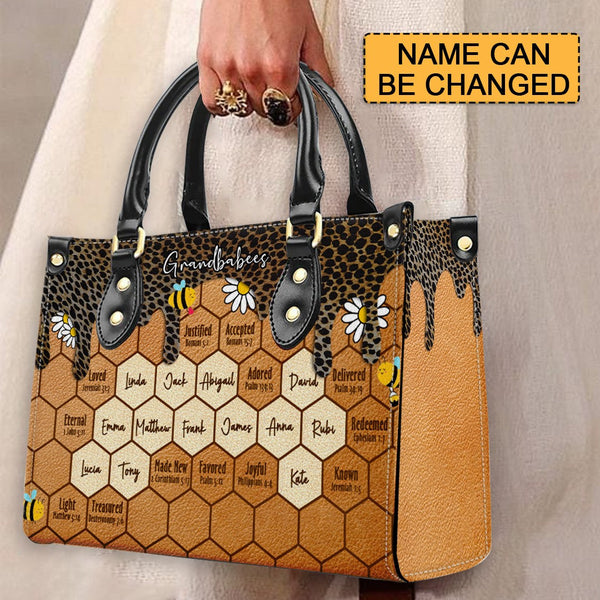 Personalized Proverbs 31:25 Leather Handbag