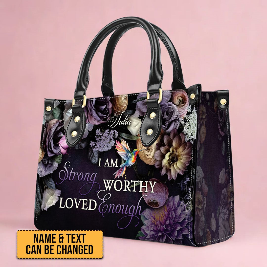 Personalized Floral Leather Tote Bag