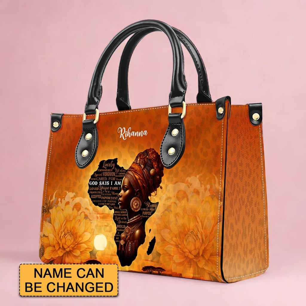 Personalized Afrocentric Leather Tote Bag