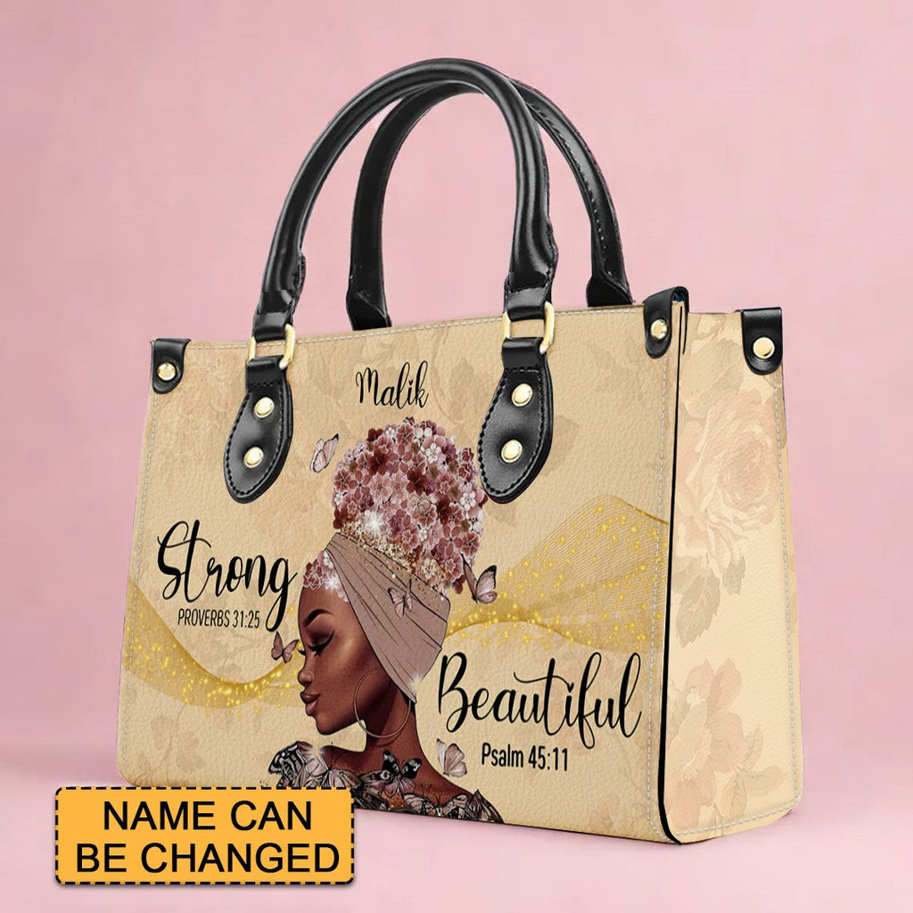 I Am Strong & Beautiful Custom Leather Handbag