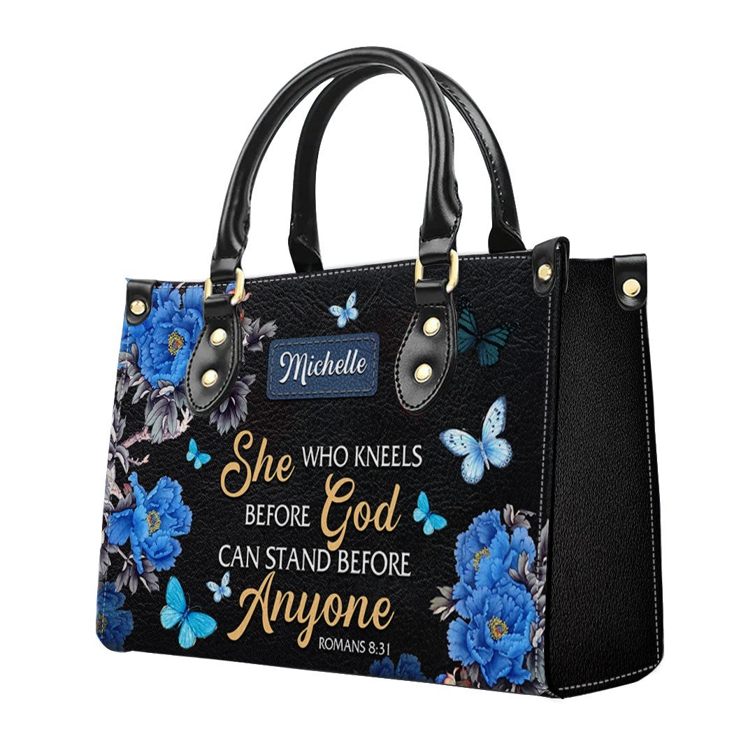 She Who Kneels Before God Leather Tote Bag