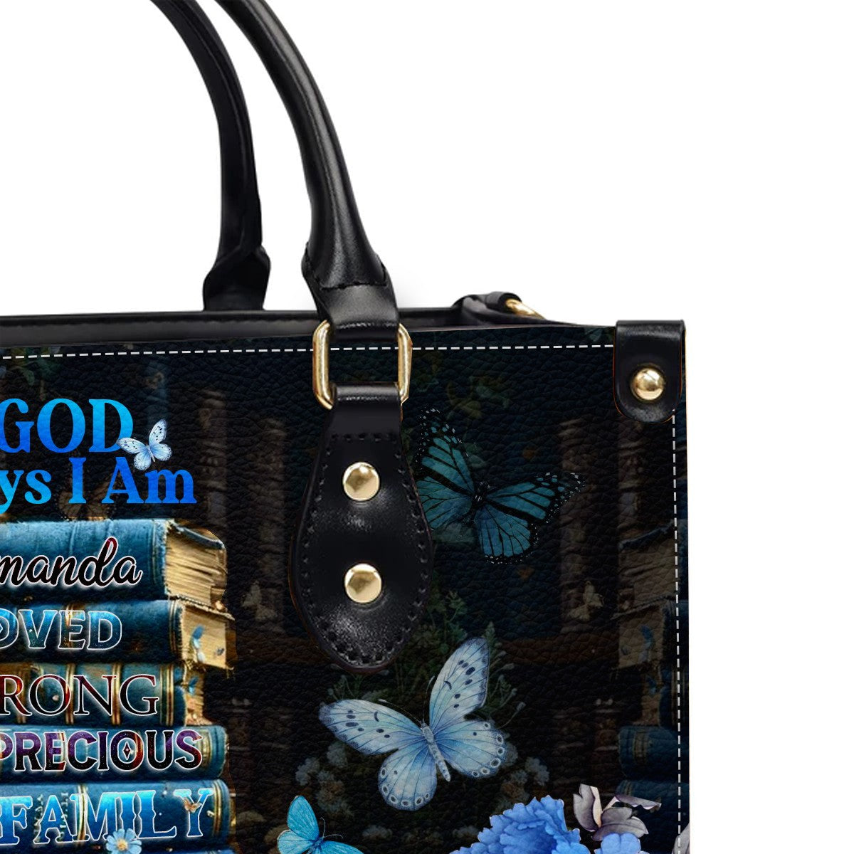 God Says I Am Bookmarks Leather Handbag