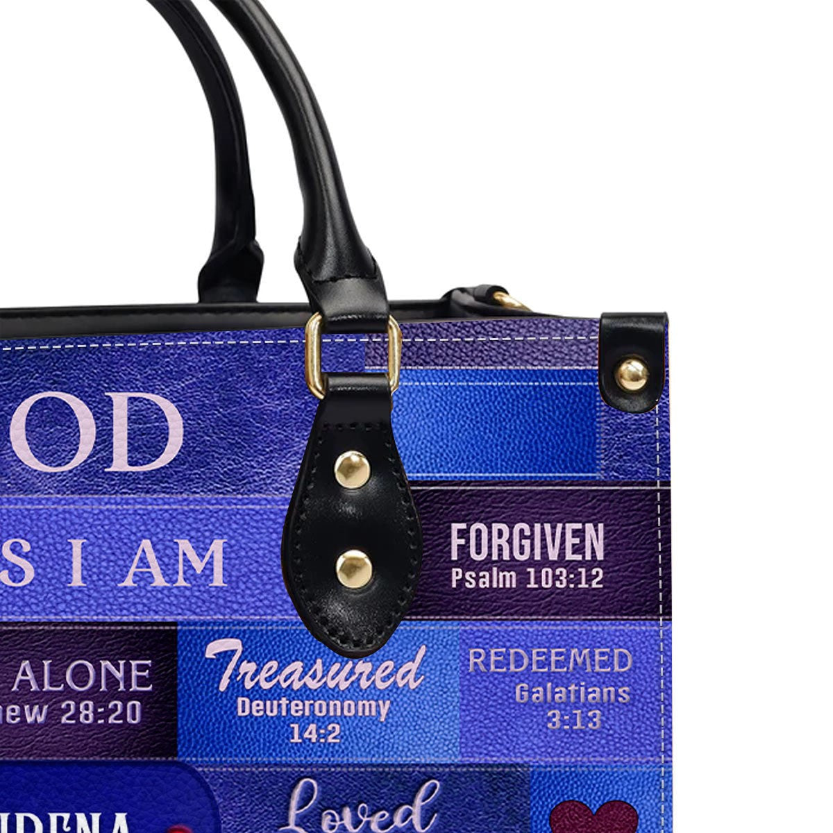 Personalized God Says I Am Blue Leather Handbag
