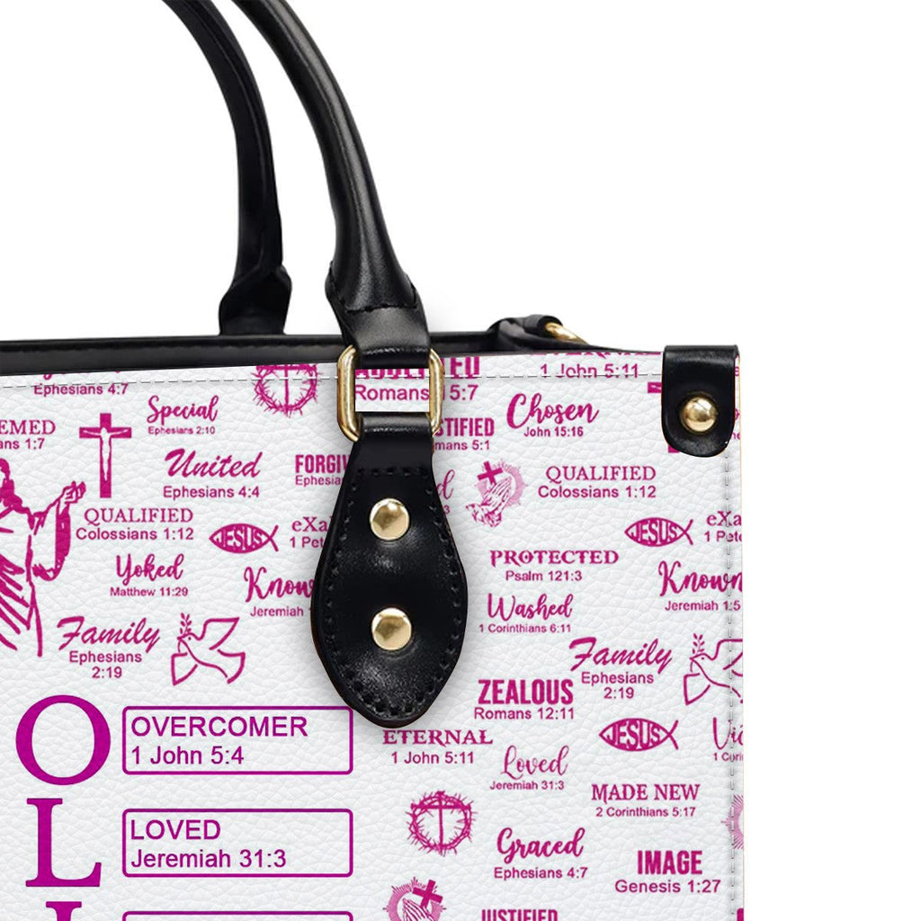 Personalized Christian Birth Flower Leather Tote
