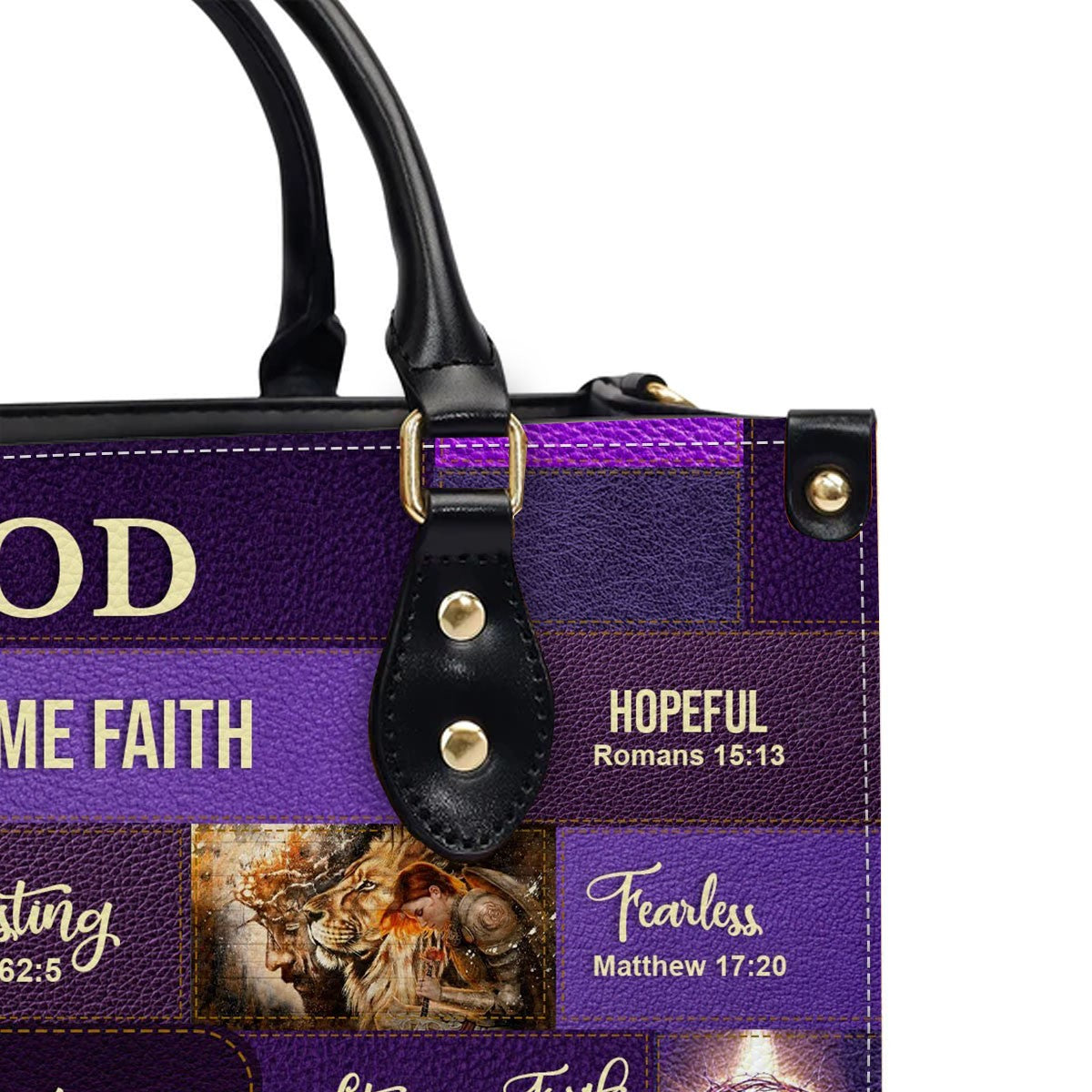 Personalized Christian Faith Leather Tote Bag