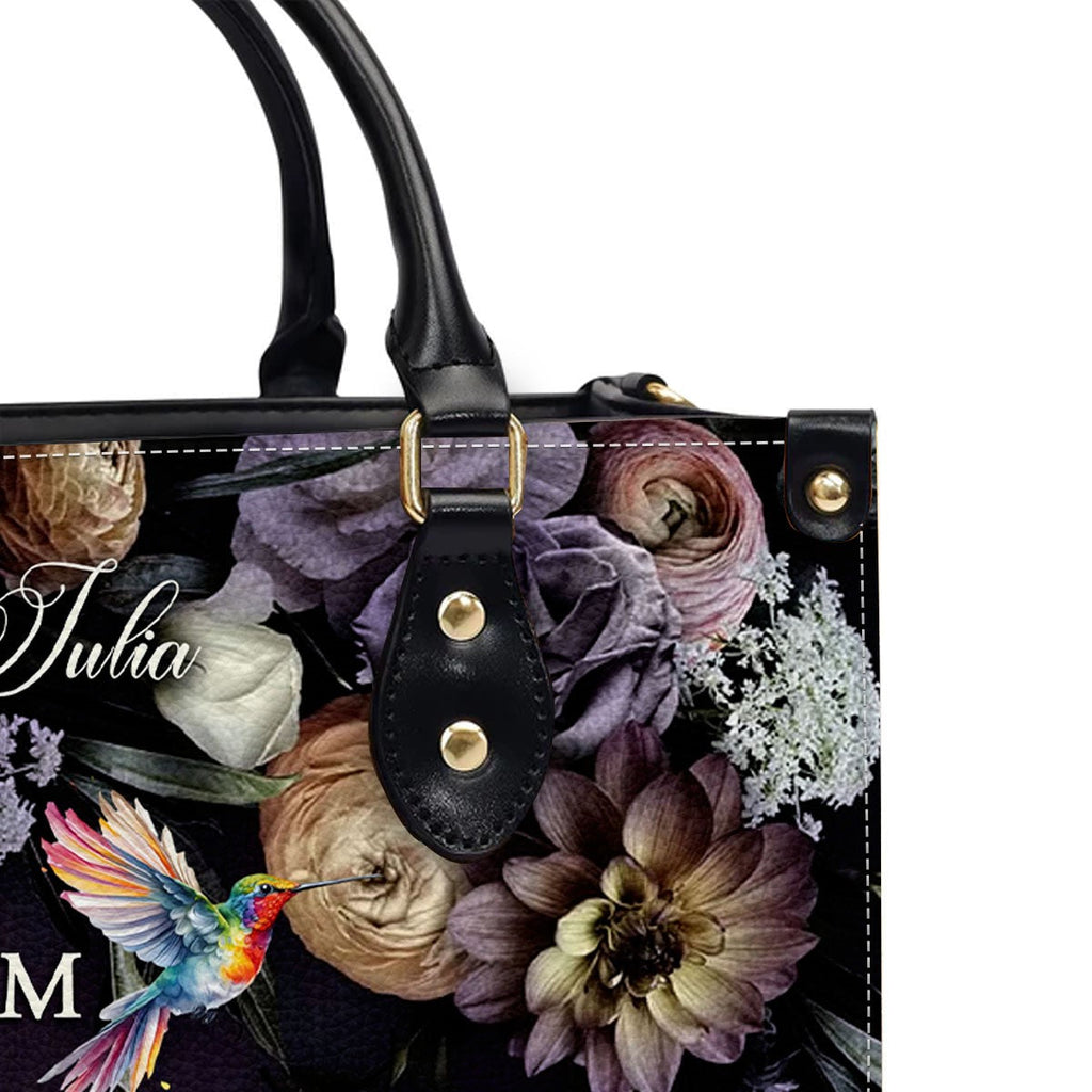 Personalized Floral Leather Tote Bag