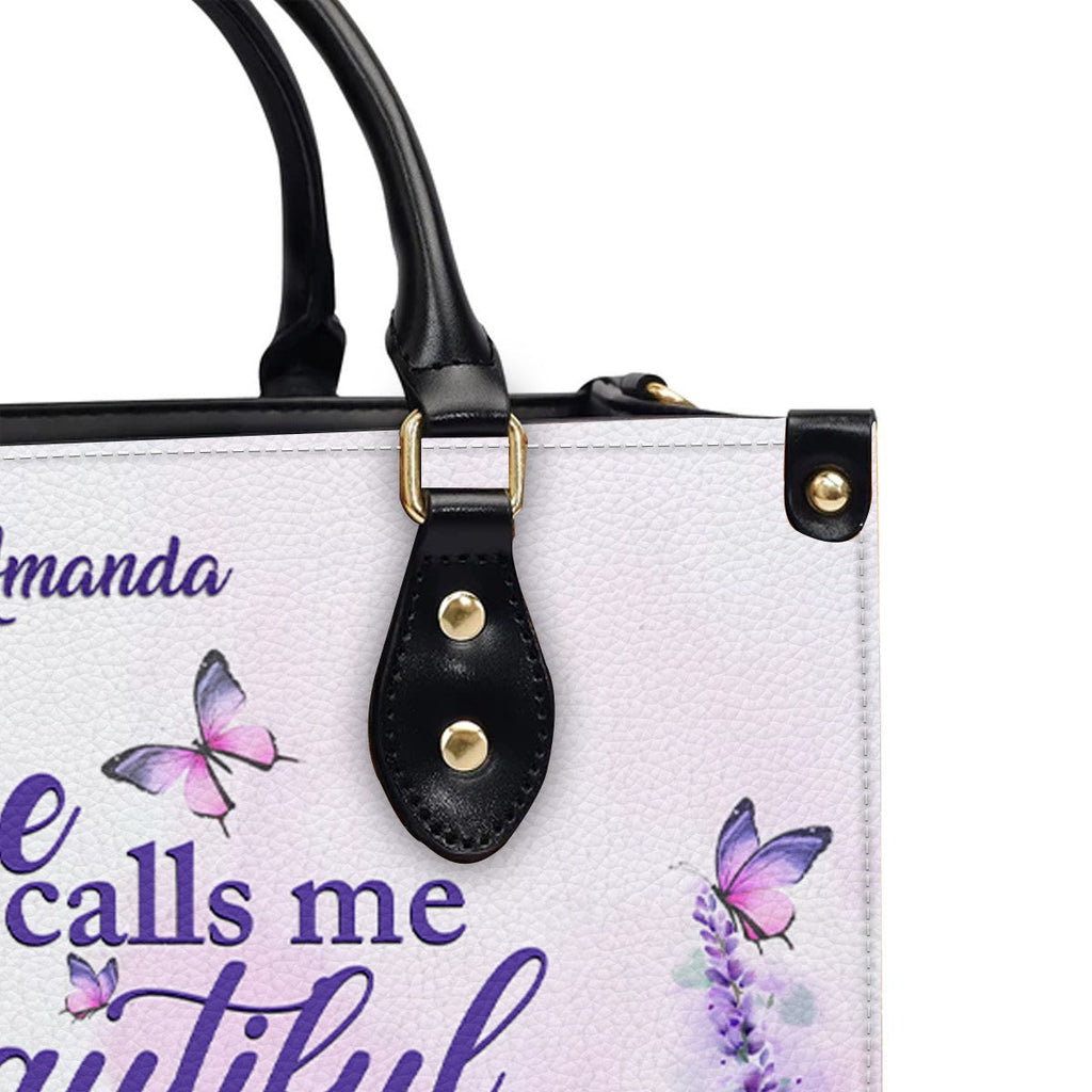 Personalized Lavender Scripture Leather Handbag