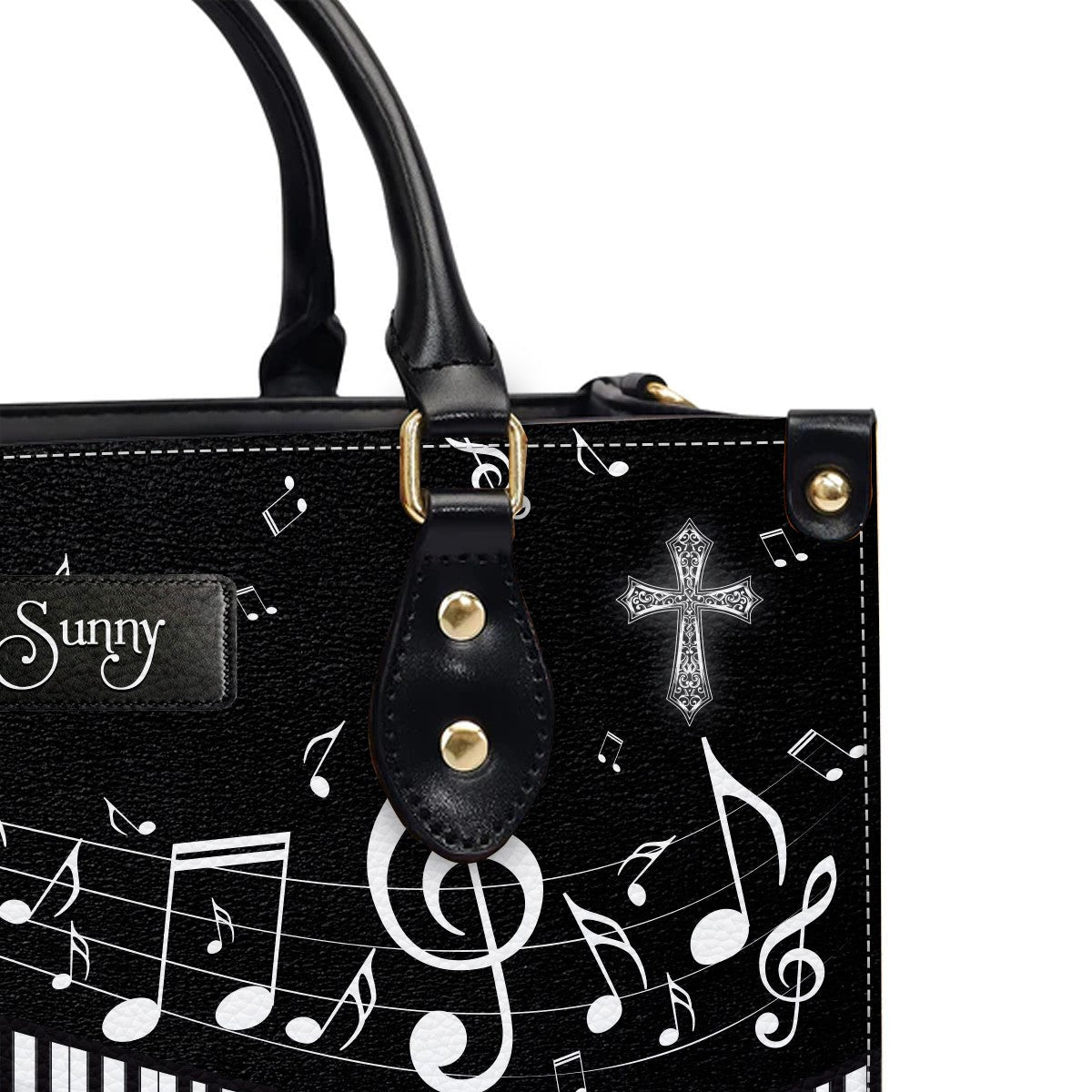 She Stands Strong Romans 8:31 Leather Handbag